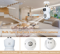 Caméra ampoule Wifi panoramique 360° à double objectif, audio bidirectionnel, détection de mouvement, caméra de sécurité domestique CCTV