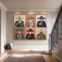 Peinture à l'huile texturée faite à la main, style western moderne, encadrée et personnalisable, pour décoration murale sur toile dans le salon.