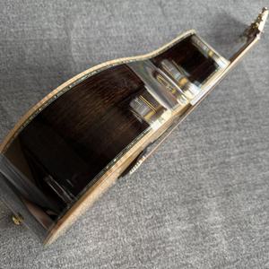 Guitare acoustique 4/4 entièrement solide avec incrustation Lotus, touche Grue Mythique, 20 frettes, sans égaliseur, finition brillante, 6 cordes en acier - Product Image 5