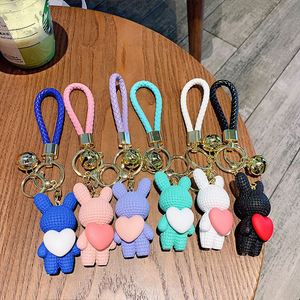 Fashion Cartoon Creative Knitting Love Rabbit Lovely Keychain Couple Bag Car <b>Keyring</b> Pendant Gift - Product Image 3