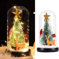 Lumières de Noël LED avec couvercles en verre, décorations lumineuses de Noël, mini arbres de Noël, cadeaux de Noël créatifs, ornements en cèdre