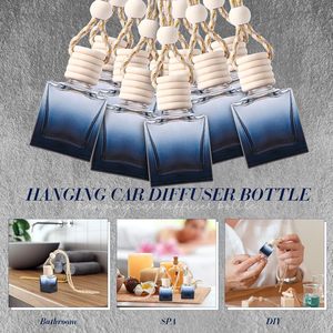 <b>10ml</b> High Quality Square Hot Stamped Gradient Color Car Perfume Glass <b>Bottle</b> Hanging Diffuser Screw Cap Wooden Lip - Product Image 2