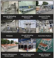 Plateforme de travail roulante de sécurité pour entrepôt, échelle d'accès mobile robuste en aluminium avec garde-corps complet et roulettes verrouillables