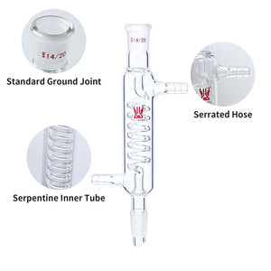Condensador Graham de Vidrio Borosilicato para Laboratorio con Junta Estándar, Gran Capacidad de Enfriamiento, Longitud del Camisa de 120-500 mm - Product Image 2