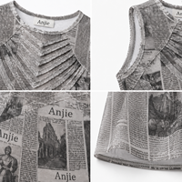 Anjie OEM ODM Robe mini bandage moulante pour femme, imprimé journal, à bretelles, sans manches, style cage, personnalisable sous marque privée