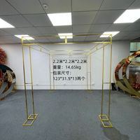 Arco de Metal Rectangular Dorado Heyulin, 2.2x2.2m, para Decoración de Bodas y Eventos al Aire Libre, Personalizable