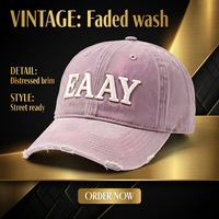 Casquette de baseball personnalisée en sergé Dobby Oxford délavé style vintage, bords vieillis motif léopard, broderie 3D en relief, boucle de luxe à simple boutonnière