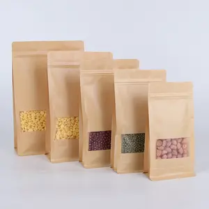 Paquete de alimentos bolsa de papel kraft bolsa de nueces y café con diseño de logotipo