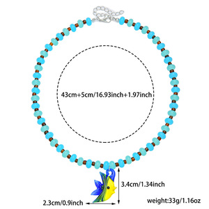 Collar de Cuentas con Temática Marina para Mujer, Estilo Veraniego, con Cuentas de Pescado, Estrella de Mar y Cuentas de Vidrio, Ajustable, Joyería para Fiestas - Product Image 4