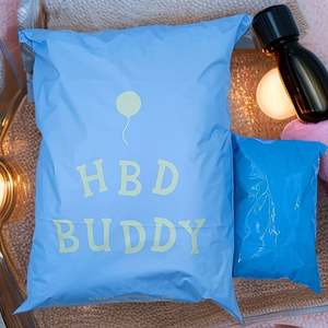 Sobres de Poliéster con Impresión Dorada, Sobres Negros Mate con Protección UV, Bolsa de Envío Personalizada con Logotipo, Bolsa de Embalaje Azul Cielo Mate - Product Image 1