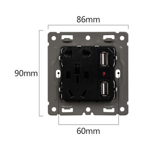 Huachao Smart <b>Socket</b> Panel 90x86mm Five Hole Dual <b>Usb</b> Wall Mount Universal Plug Type Cn Plastic - Product Image 1
