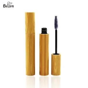 Belifa Hot Sale 8ml leere kosmetische Mascara-Tube mit schwarzer Kunststoff-Wimpern bürste Bambus röhre mit Zauberstäben Mascara-Behälter