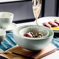 Vaisselle en céramique de style nordique, ensemble de bols et d'assiettes ménage riz soupe bol à nouilles, assiette à légumes petit déjeuner tasse à café