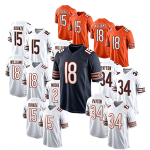 Venta al por Mayor de Camisetas de Fútbol Americano Cosidas para Hombre # 18 Williams # 34 Payton # 84 Loveland 100% Poliéster con Transferencia de Calor - Product Image 1