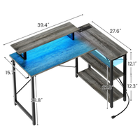 Bureau PC moderne en forme de L de 39 pouces avec étagères de rangement en bois et surface MDF pour bureau à domicile et salle de jeux