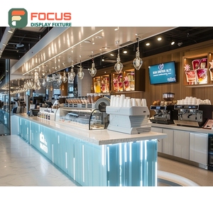 Luxury Cafe Service Counter Black Walnut Finish Syrup Bottle Display Area Storefront Service Counter - Product Image 4