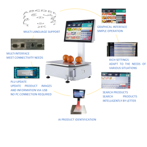 Báscula Digital de Etiquetas de 30 kg con Pantalla Táctil Electrónica, Reconocimiento por IA, Grado Alimenticio, Pantalla Dual 15.6/10.1, Android 7.0 ATP160 - Product Image 6
