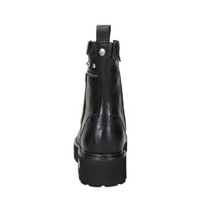 รองเท้าบูทคอมแบทสำหรับผู้หญิง หนังสีดำ แต่งระบาย พื้นหนา - Product Image 4