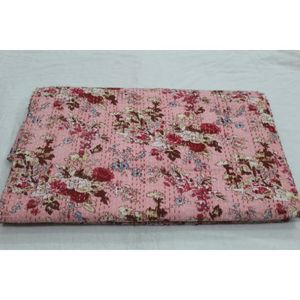 Ethnic <b>Indian</b> Kantha Bedspread & <b>Quilt</b> Handmade Printed Cotton Washable Soft Eco-Friendly Home Decor for Great Price - Product Image 4