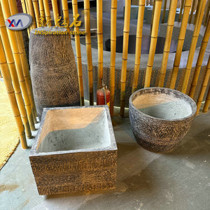 Maceta Redonda Grande de Cemento, Estilo Piedra Mágica, para Interiores y Exteriores - Product Image 2