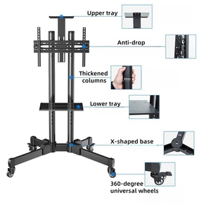 Có thể điều chỉnh chiều cao cán TV đứng di động di động TV giỏ hàng cho 32-70 inch màn hình TV LCD gắn kết với bánh xe lên đến 110 lbs - Product Image 1