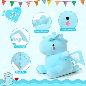 Peluche Dinosauro Blu Carino con Viso Paffuto e Coda Corta, Regalo di Compleanno per Bambini, Morbido Peluche Dinosauro - Product Image 3