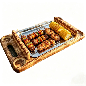 Bandeja de madera para brochetas de barbacoa, estante de almacenamiento para pícnic al aire libre, soporte para brochetas de carne de cordero para <span class=keywords><strong>carnicería</strong></span> - Product Image 5