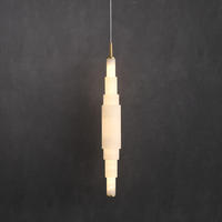 Suspension linéaire moderne de luxe en marbre alabastre motif flocon de neige, hauteur réglable, CRI élevé, pour cuisine, salle à manger, bar