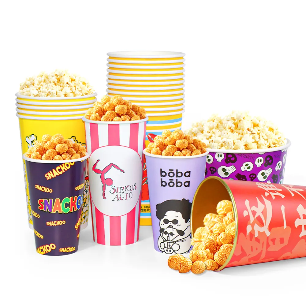 ZJPACK riciclabile resistenza al calore per microonde popcorn imballaggio personalizzato 1000ml popcorn tazza contenitore