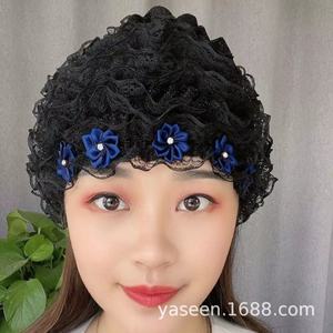 Nouveau design 2022 – Voile musulman européen et américain en dentelle pour femme, chapeau en velours - Product Image 4