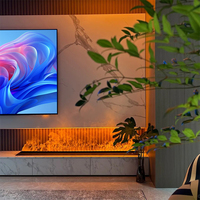 Meuble TV avec foyer électrique intégré, type atomisation, flamme LED réaliste simulée