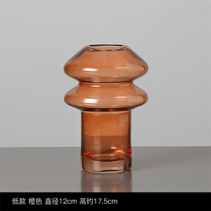 <span class=keywords><strong>Vaso</strong></span> Alto <span class=keywords><strong>in</strong></span> Vetro e Cristallo Fatto a Mano, Design Contemporaneo e Forma Speciale, Arancione, per Fiori da Tavolo - Product Image 5