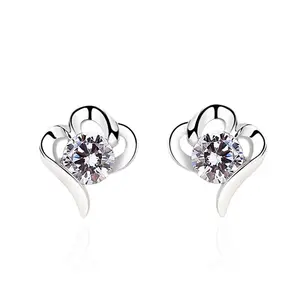925 sterling silver simple diamond zircon earring