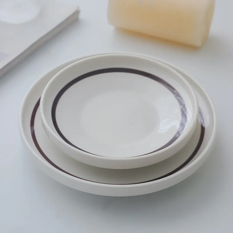 Unique High Foot Design White Glaze Dinner Salad Plate Restaurant Pasta Plate Ceramic Dining Plate