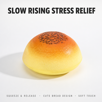 Jouet Squishy en forme de pain rond à remontée lente, garniture au sésame noir, anti-stress, compagnon de bureau
