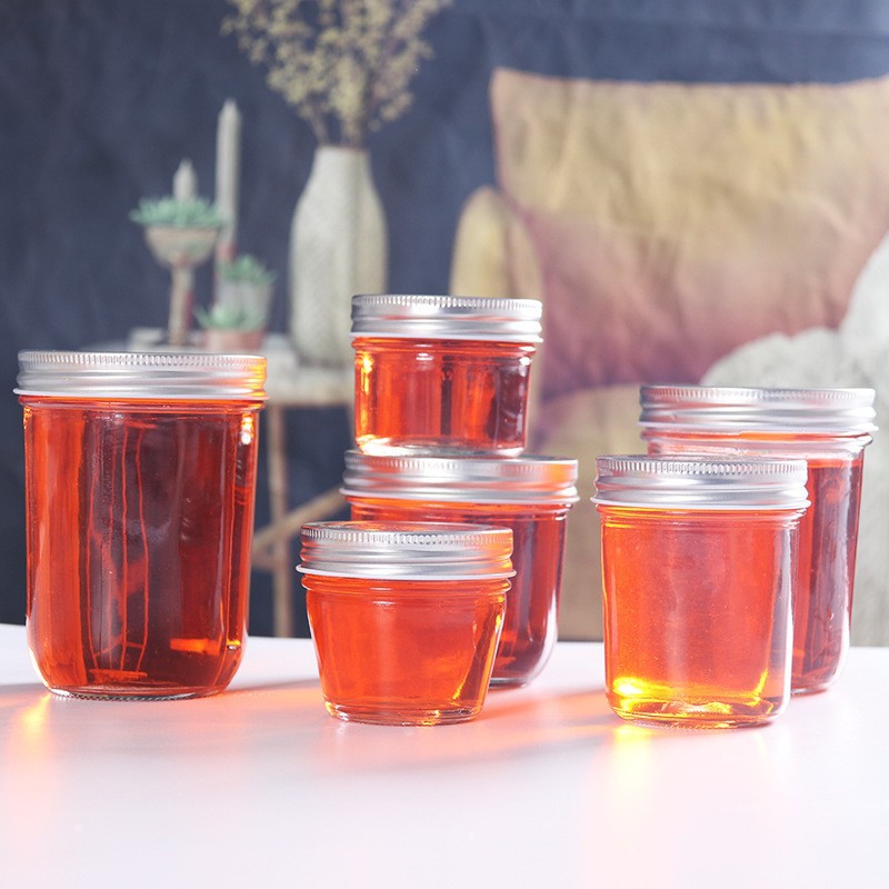 In stock 80ml 100ml 300ml 500ml glass honey storage jar with lid
