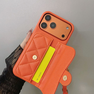 Étui de téléphone en cuir à bandoulière avec porte-cartes pour iPhone 17 16 15 14 <span class=keywords><strong>Pro</strong></span> Max, coque antichoc électroplaquée - Product Image 6