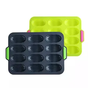 Tuyệt vời 12 THẬM CHÍ bánh khuôn sô cô la Madeleine Vàng Gạch Muffin Baking Pan hộ gia đình không dính Baking Pan trong kho