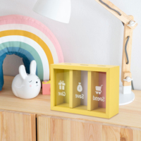 Regalos para niños, decoración del hogar, dinero, alcancía, estilo AFE, cambio de 3 compartimentos, marco de cajas de dinero MDF de madera