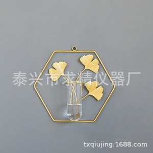 Ginkgo Leaf <b>Wall</b> Mounted Glass Hydroponic Vase Geometric Design Home <b>Decor</b> Restaurant <b>Wall</b> Hanging - Product Image 3