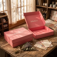 Cajas de Embalaje para Ropa de Color Rosa, Venta Directa de Fábrica, con Laminación y Esponja, Cajas de Envío con Forro y Logotipo Personalizado