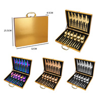 24 pièces ensemble de couverts de cuisine en acier inoxydable, couteau à Dessert cuillère couverts fourchette accessoires de table