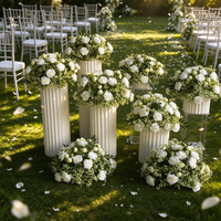 Set Rangkaian Bunga Kolom Pernikahan Mawar Putih Buatan dengan Gypsophila