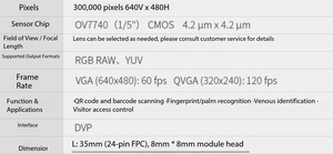300K Pixels VGA 60fps QVGA 120fps DVP Interface YUV RGB RAW OV7740 <strong>CMOS</strong> Camera Module - Product Image 6