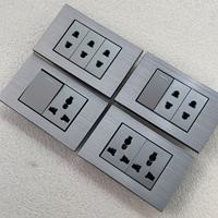 Interruptor de Pared Eléctrico de Aluminio, Color Gris, Elegante, Estándar Estadounidense, 1/2/3/4 Vías, 2 Posiciones, 10A/20A, Universal