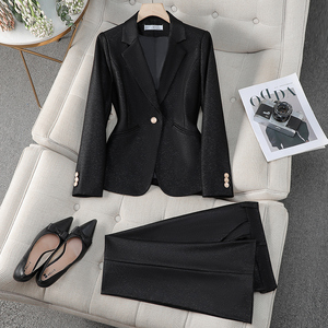 Chaqueta de <span class=keywords><strong>traje</strong></span> rosa con cuello en V <span class=keywords><strong>para</strong></span> <span class=keywords><strong>mujer</strong></span> Otoño Invierno Blazer de viajero profesional pequeño temperamento <span class=keywords><strong>Formal</strong></span> XL monos nueva <span class=keywords><strong>entrevista</strong></span> - Product Image 4