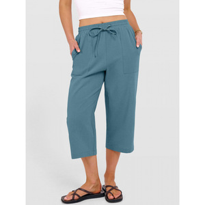 Novedad 2026 para <span class=keywords><strong>Wish</strong></span>: <span class=keywords><strong>Pantalones</strong></span> Casuales de Pierna Ancha con Cordón Ajustable, de Algodón y Lino, de Color Liso, Estilo Europeo Americano, para <span class=keywords><strong>Mujer</strong></span>, Primavera/Otoño - Product Image 5