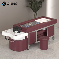 Lavage Salon de coiffure shampooing lit de massage Spa tête thérapie moxibustion lit avec pédicure shampooing Table électrique