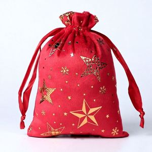 New Cross-border China-made Model 33 <b>Christmas</b> Velvet Gold-stamped Drawstring Pouch Festive Party <b>Gift</b> <b>Bag</b> for Kids - Product Image 3