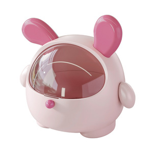 Cartoon Round Desktop Storage Box With Lid For Hair <b>Clips</b> And Accessories Durable Freestanding Bathroom Organizer - Product Image 3